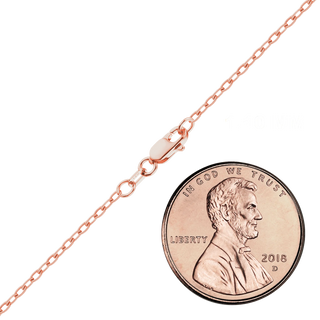 Finished Elongated Cable Anklet in 14K Pink Gold (1.10 mm)