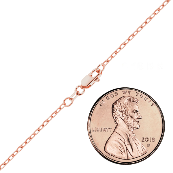 Finished Elongated Cable Anklet in 14K Pink Gold (1.10 mm)
