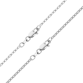 Finished Elongated Cable Necklace in 14K White Gold (1.10 mm - 2.20 mm)