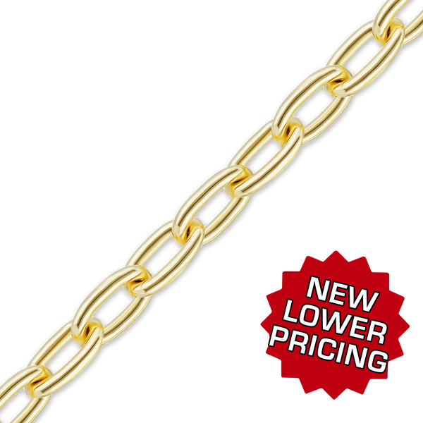 Bulk / Spooled Elongated Cable Chain in 14K & 18K Yellow Gold (1.00 mm - 5.90 mm)
