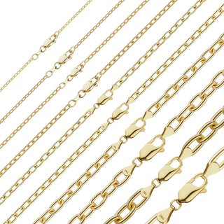 Finished Elongated Cable Necklace in 14K Yellow Gold (1.00 mm - 5.90 mm)