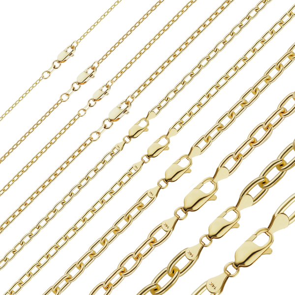Finished Elongated Cable Bracelet in 14K Yellow Gold (1.00 mm - 5.90 mm)
