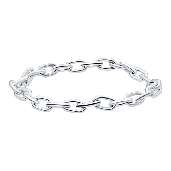 Elongated Cable Chain Ring in 14K White Gold (Sizes 4-12) (2.2 mm)