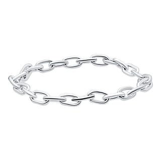 Elongated Cable Chain Ring in 14K White Gold (Sizes 4-12) (2.2 mm)