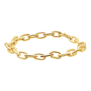 Elongated Semi-Solid Cable Chain Ring in 14K Yellow Gold (Sizes 4-11) (2.15 mm - 5.8 mm)