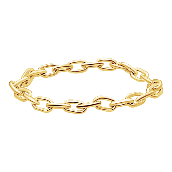 Elongated Cable Chain Ring in 14K Yellow Gold (Sizes 4-11) (2.2 mm - 5.9 mm)