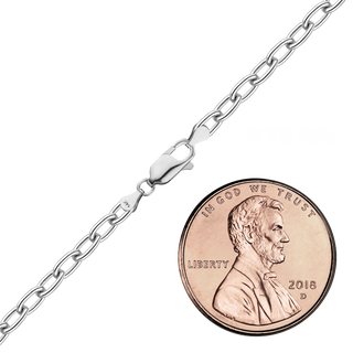 Finished Elongated Cable Necklace in 14K White Gold (2.20 mm)