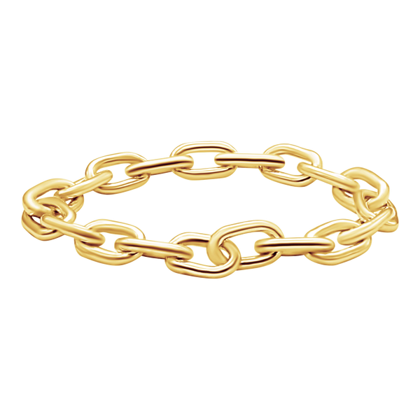 Elongated Cable Chain Ring in 14K Yellow Gold (Sizes 4-11) (2.2 mm - 5.9 mm)