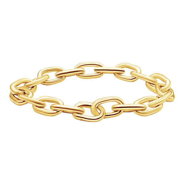 Elongated Hollow Cable Chain Ring in 14K Yellow Gold (Sizes 4-11) (2.15 mm - 5.8 mm)