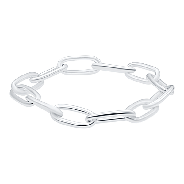 Light Elongated Cable Chain Ring in Sterling Silver (Sizes 4-12) (3.1 mm - 6.2 mm)