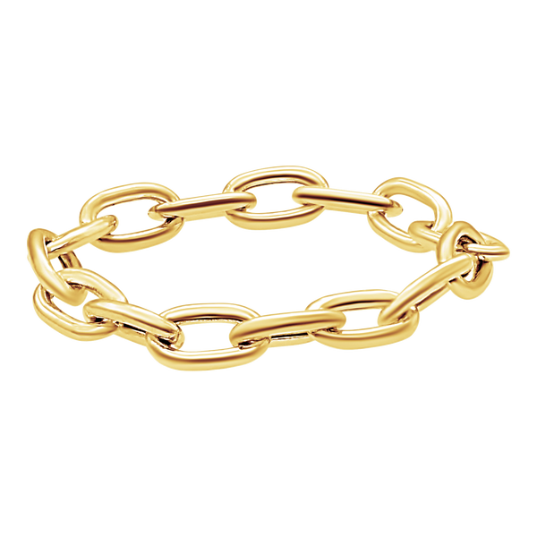 Elongated Cable Chain Ring in 14K Yellow Gold (Sizes 4-11) (2.2 mm - 5.9 mm)
