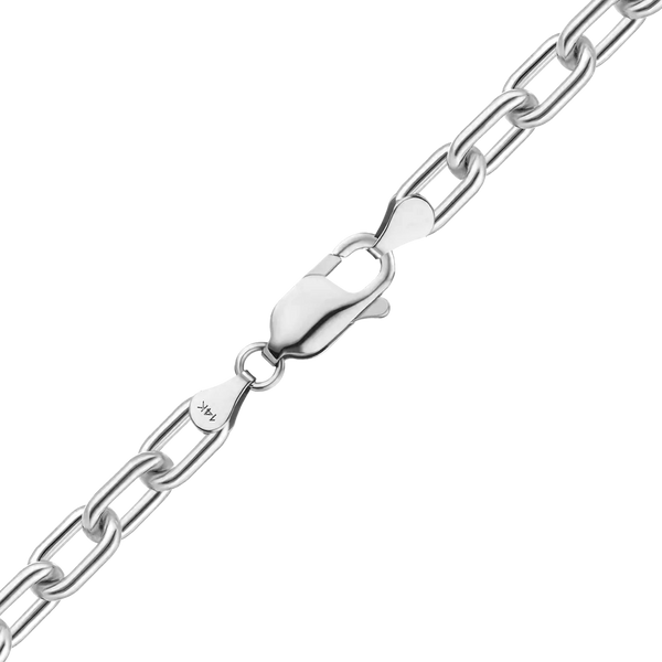 Finished Elongated Cable Anklet in 14K White Gold (1.10 mm - 2.20 mm)