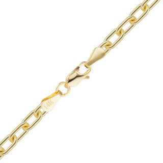 Finished Elongated Cable Anklet in 18K Yellow Gold (1.20 mm - 3.60 mm)