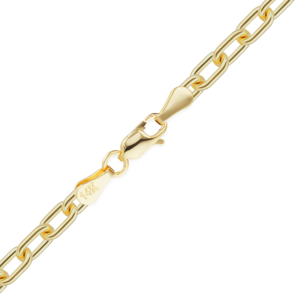 Finished Elongated Cable Anklet in 14K Yellow Gold (0.75 mm - 5.90 mm)
