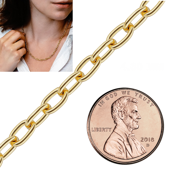 Bulk / Spooled Elongated Cable Chain in 14K & 18K Yellow Gold (0.85 mm - 5.90 mm)