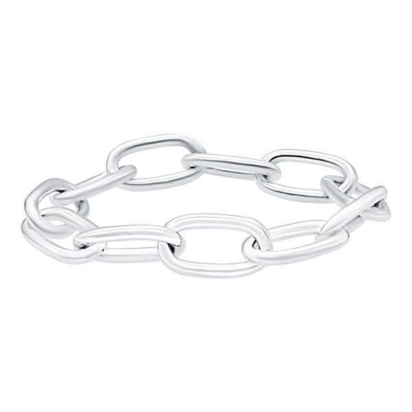 Light Elongated Cable Chain Ring in Sterling Silver (Sizes 4-12) (3.1 mm - 6.2 mm)