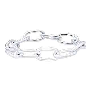 Light Elongated Cable Chain Ring in Sterling Silver (Sizes 4-12) (3.1 mm - 6.2 mm)
