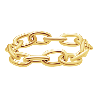 Elongated Cable Chain Ring in 14K Yellow Gold (Sizes 4-11) (2.2 mm - 5.9 mm)