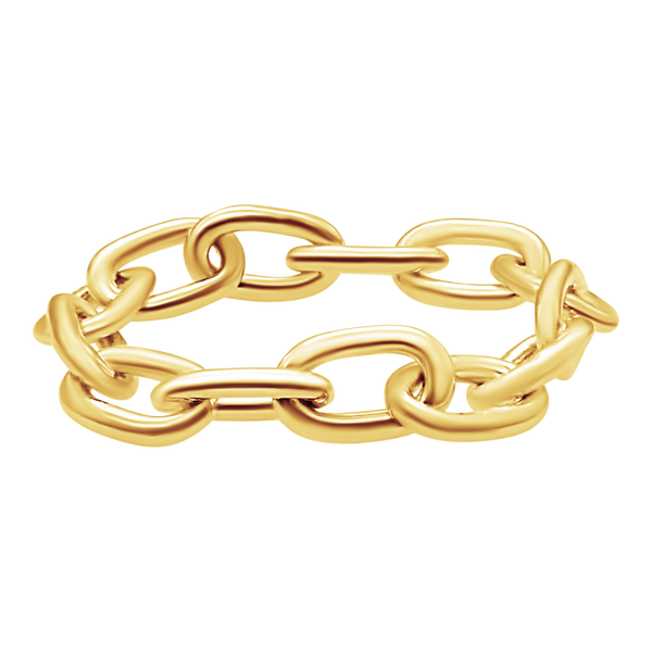 Elongated Cable Chain Ring in 14K Yellow Gold (Sizes 4-11) (2.2 mm - 5.9 mm)