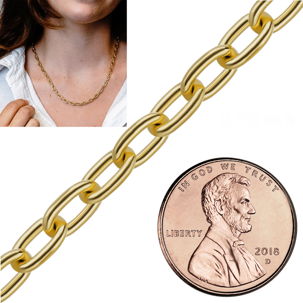 Bulk / Spooled Elongated Cable Chain in 14K & 18K Yellow Gold (0.85 mm - 5.90 mm)
