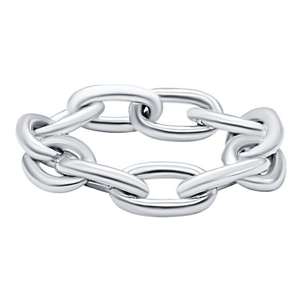 Light Elongated Cable Chain Ring in Sterling Silver (Sizes 4-12) (3.1 mm - 6.2 mm)