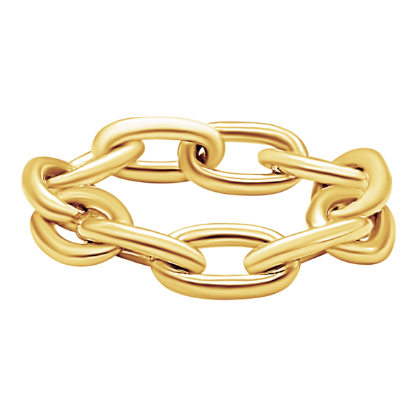 Elongated Hollow Cable Chain Ring in 14K Yellow Gold (Sizes 4-11) (2.15 mm - 5.8 mm)