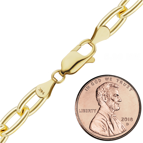 Finished Elongated Cable Anklet in 14K Yellow Gold (0.85 mm - 5.90 mm)