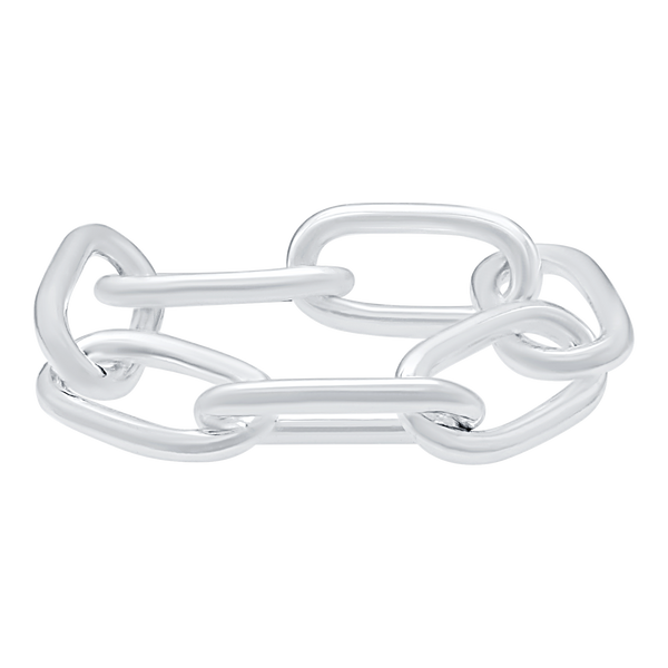 Light Elongated Cable Chain Ring in Sterling Silver (Sizes 4-12) (3.1 mm - 6.2 mm)