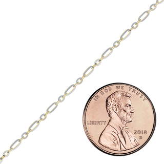 Bulk / Spooled Diamond Cut Cable Figaro Chain in 14K Two Tone Gold (1.60 mm - 2.50 mm)