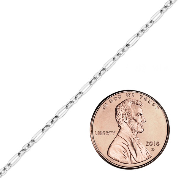 Bulk / Spooled Diamond Cut Cable Figaro Chain in 14K White Gold (1.60 mm)