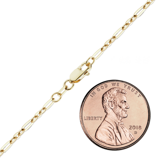 Finished Diamond Cut Cable Figaro Necklace in 14K Yellow Gold (1.60 mm - 2.50 mm)