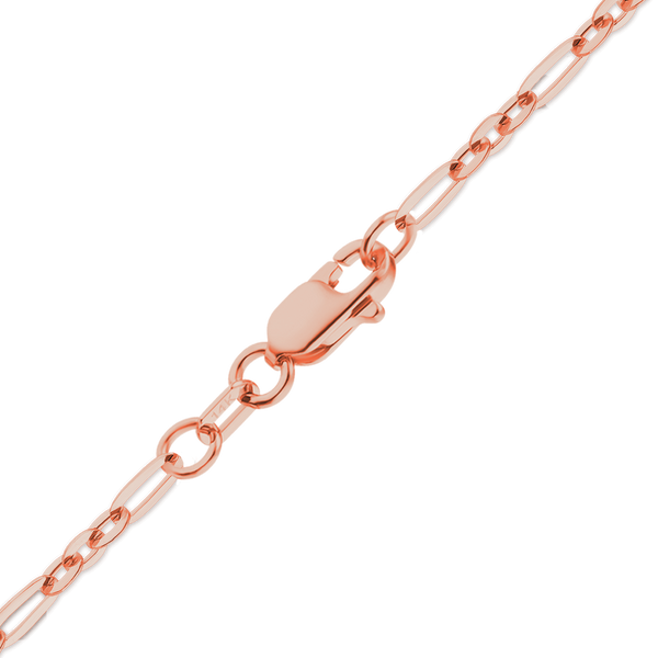 Finished Diamond Cut Cable Figaro Anklet in 14K Pink Gold (1.60 mm)