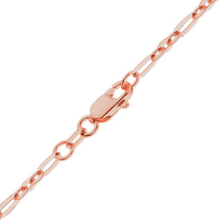 Finished Diamond Cut Cable Figaro Anklet in 14K Pink Gold (1.60 mm)