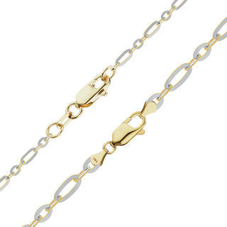 Finished Diamond Cut Cable Figaro Necklace in 14K Two Tone Gold (1.60 mm - 2.50 mm)