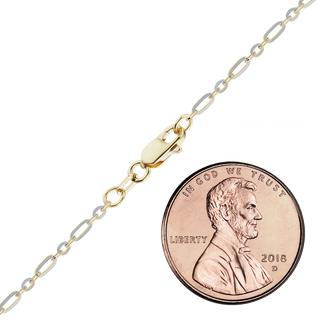 Finished Diamond Cut Cable Figaro Necklace in 14K Two Tone Gold (1.60 mm - 2.50 mm)