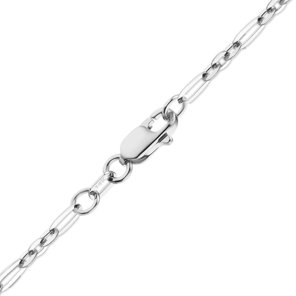 Finished Diamond Cut Cable Figaro Necklace in 14K White Gold (1.60 mm)