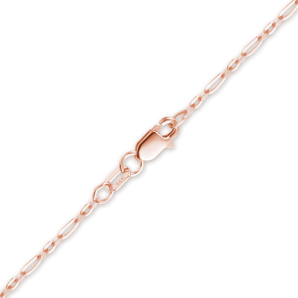 Finished Diamond Cut Cable Figaro Bracelet in 14K Pink Gold (1.60 mm)