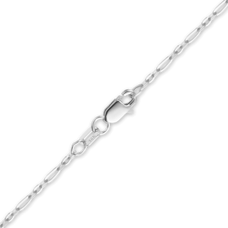 Finished Diamond Cut Cable Figaro Anklet in 14K White Gold (1.60 mm)
