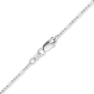 Finished Diamond Cut Cable Figaro Bracelet in 14K White Gold (1.60 mm)