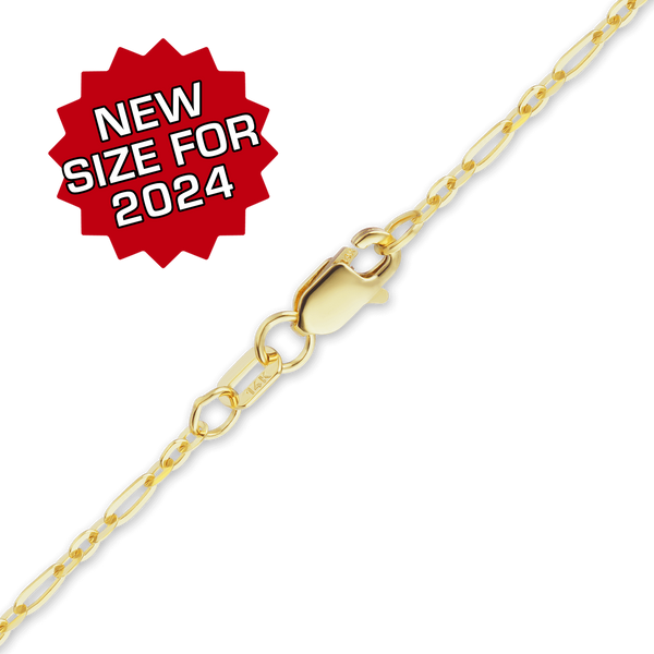 Finished Diamond Cut Cable Figaro Necklace in 14K Yellow Gold (1.60 mm - 2.50 mm)