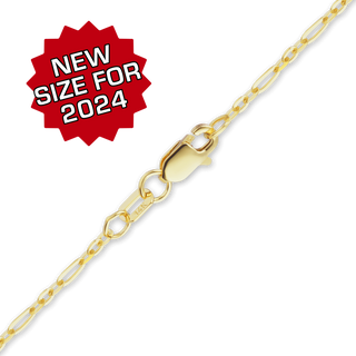 Finished Diamond Cut Cable Figaro Necklace in 14K Yellow Gold (1.60 mm - 2.50 mm)