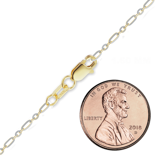 Finished Diamond Cut Cable Figaro Necklace in 14K Two Tone Gold (1.60 mm - 2.50 mm)