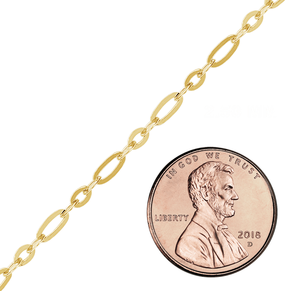 Bulk / Spooled Diamond Cut Cable Figaro Chain in 14K Yellow Gold (1.60 mm - 2.50 mm)