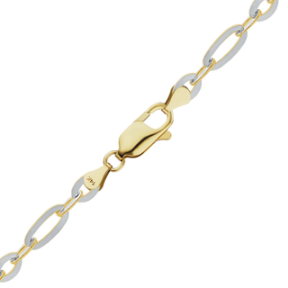 Finished Diamond Cut Cable Figaro Anklet in 14K Two Tone Gold (1.60 mm - 2.50 mm)