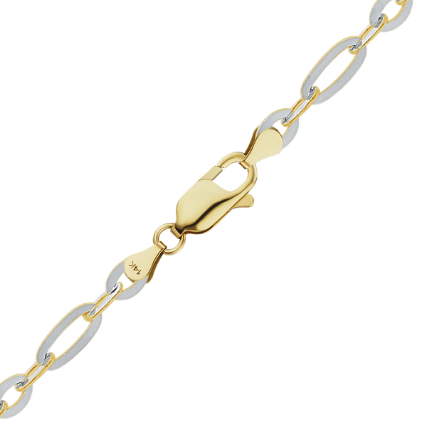 Finished Diamond Cut Cable Figaro Anklet in 14K Two Tone Gold (1.60 mm - 2.50 mm)