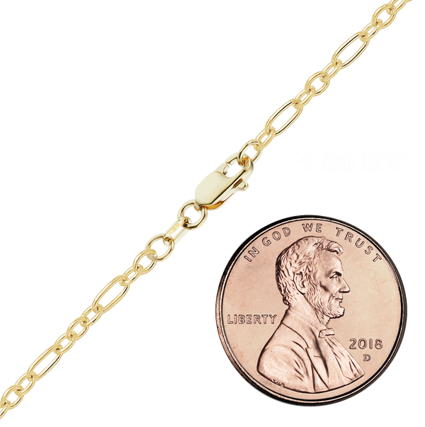 Finished Round Figaro Cable Bracelet in 14K Gold-Filled (1.60 mm - 4.00 mm)