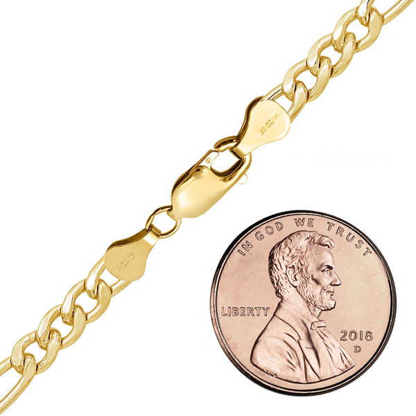 Finished Round Figaro Cable Anklet in 14K Gold-Filled (1.60 mm - 4.00 mm)