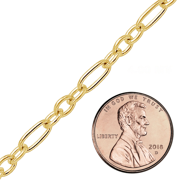 Bulk / Spooled Round Figaro Cable Chain in 14K Gold-Filled (1.60 mm - 4.00 mm)