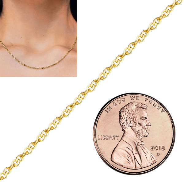 Special Order Only: Bulk / Spooled Flat Twisted Cable (Singapore) Chain in 14K and 18K Gold