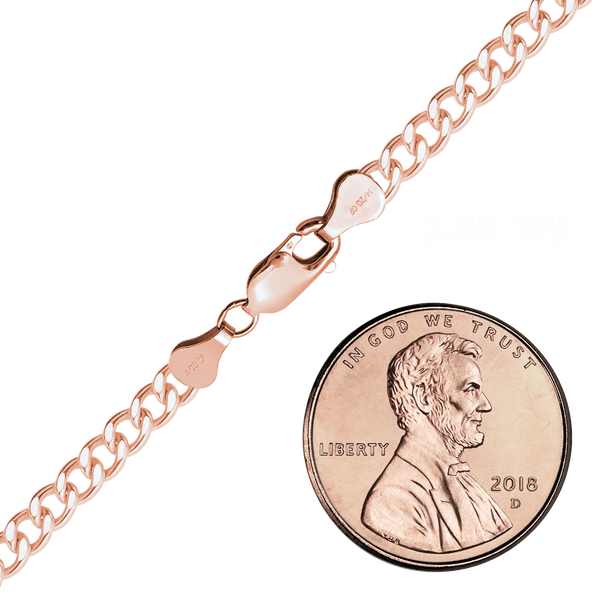 Finished Curb Bracelet in 14K Pink Gold-Filled (3.30 mm)